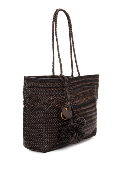 Geflochtener Leder-Shopper "Paloma" - Dunkelbraun – Bild 2