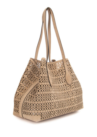 Shopper-Bag "Mashup" aus Leder - Beige – Bild 2