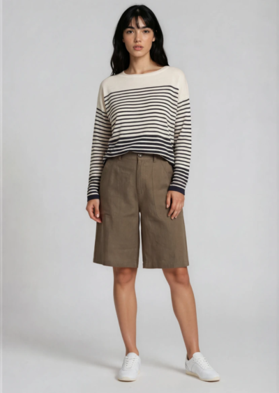 Shorts "Adorni" in Leinen - Khaki – Bild 4