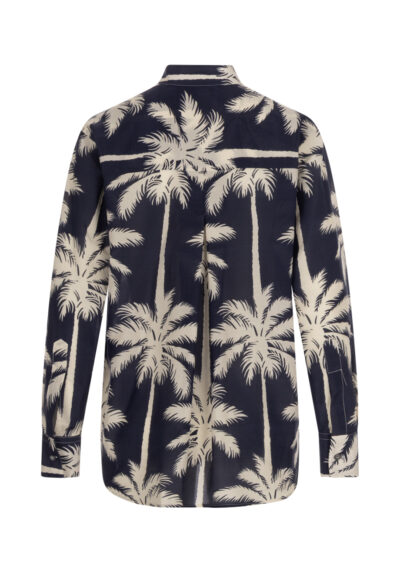 Bluse „Nati“ aus Baumwolle und Seide – Blau/Offwhite – Bild 2