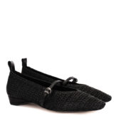 Mary-Janes in Flechtoptik - Schwarz