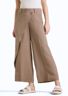 Hose mit Wickelfront „Anais cropped“- Braun – Bild 4