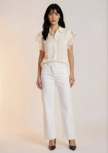 Bluse "Molly" mit Spitze - Off-White – Bild 4