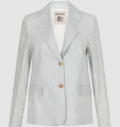 Gestreifter Blazer "Kitty" aus Leinen - Blau/Weiß