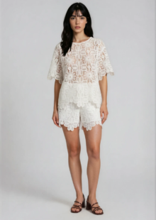 Shorts "Vilja" aus Spitze - Weiß – Bild 4