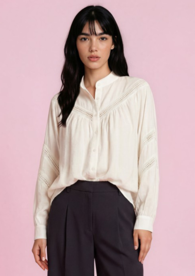 Bluse "Indy" mit Spitze - Weiß – Bild 4