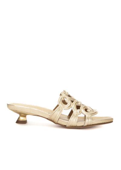 Pantoletten mit Riemen – Gold metallic – Bild 2