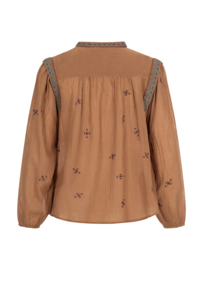 Bestickte Baumwollbluse "Dalila" - Braun – Bild 3