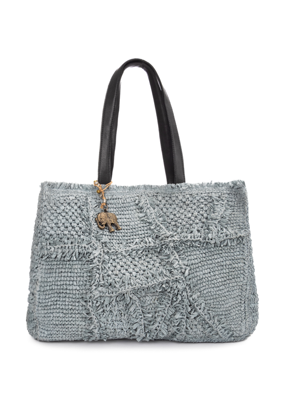 39531_130-4-anokhi-basttasche-blau (2) Bast-Tasche - Blaugrau – Bild 1