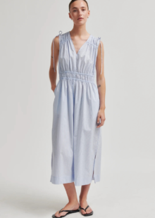 Midi-Kleid "Ballia" – Blau gestreift
