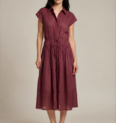 Midi-Kleid "Celia" mit Cut-out - Weinrot