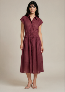 Midi-Kleid "Celia" mit Cut-out - Weinrot