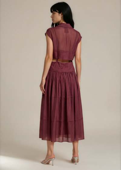 Midi-Kleid "Celia" mit Cut-out - Weinrot – Bild 2