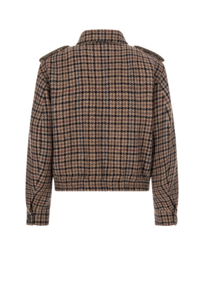 Schurwoll-Jacke mit Hahnentritt-Muster – Braun/Multi – Bild 2