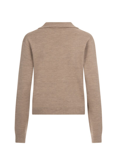 Feinstrick-Polopullover aus Wolle - Sand – Bild 2