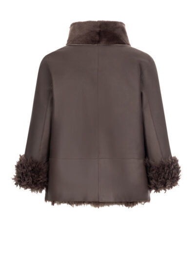 Wendejacke "Ana" aus Lammfell - Duneklbraun – Bild 5