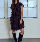 Kleid "Tilly" mit Volants - Braun