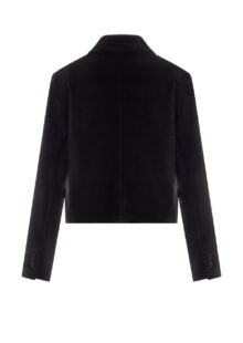 Samt-Blazerjacke – Schwarz – Bild 2