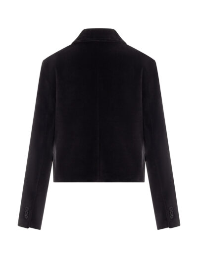 Samt-Blazerjacke – Schwarz – Bild 2