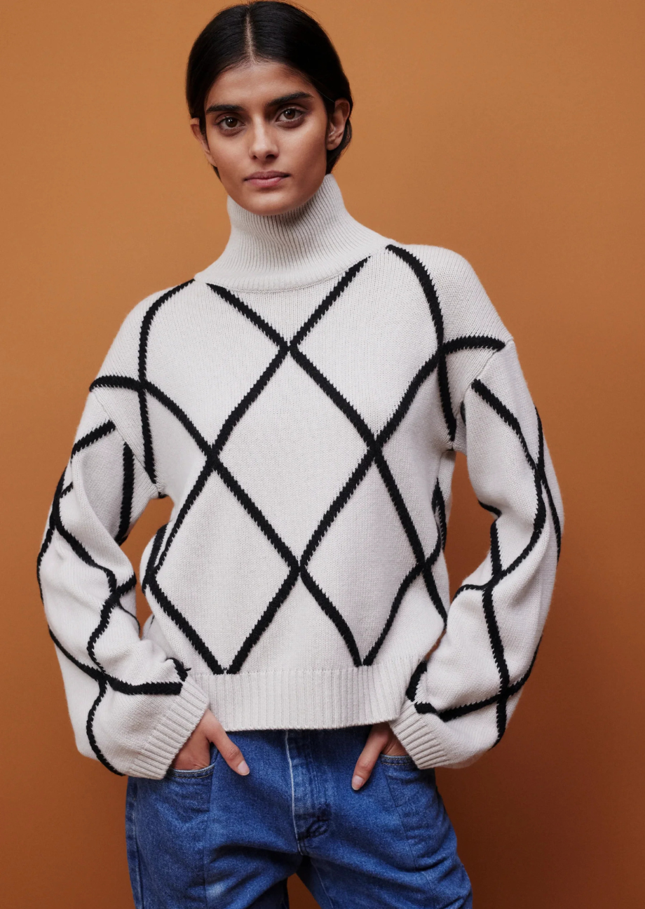 39468_43-model Pullover aus Schurwolle und Kaschmir - Grau/Schwarz – Bild 1