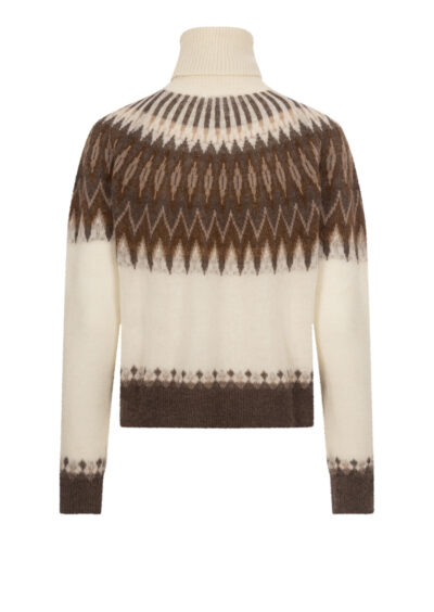 Pullover mit Norwegermuster – Weiß/Braun – Bild 2