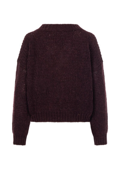 Grobstrick-Pullover - Weinrot – Bild 2