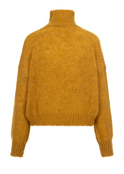 Grobstrickpullover mit Stehkragen - Gelb – Bild 2