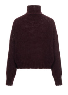 Grobstrickpullover mit Stehkragen - Weinrot – Bild 2