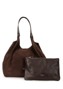 Veloursleder-Tasche „Dua“ – Dunkelbraun – Bild 3