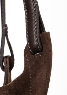 Veloursleder-Tasche „Dua“ – Dunkelbraun – Bild 4