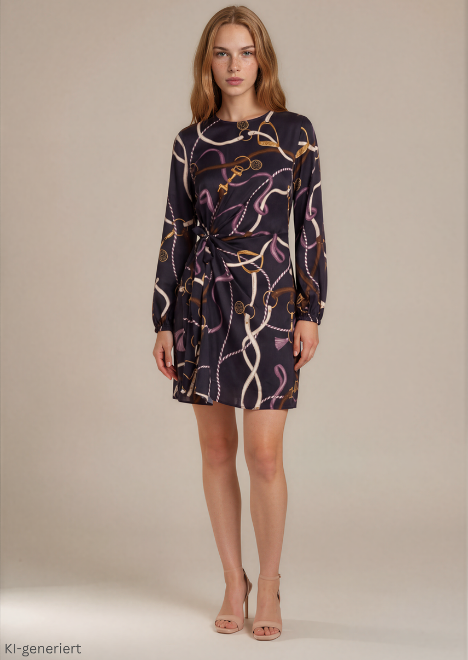 Produktbilder online (1) Minikleid aus Viskose - Dunkelblau/Multi – Bild 1