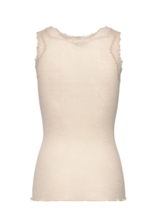 Top mit Spitze aus Wollmix - Ecru – Bild 2