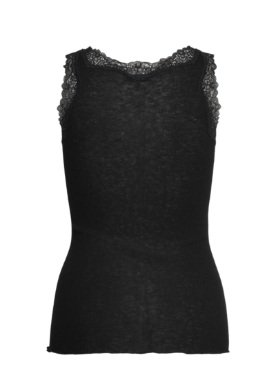 Top mit Spitze aus Wollmix - Schwarz – Bild 2