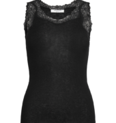 Top mit Spitze aus Wollmix - Schwarz