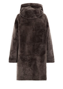 Wendemantel "Sakla" aus Lammfell - Taupe – Bild 5