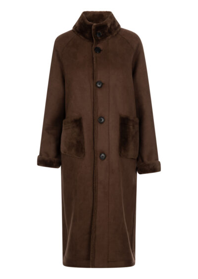 Fake-Fur Wendemantel "Shao" - Dunkelbraun – Bild 2