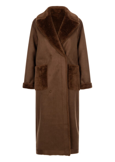Fake-Fur Wendemantel "Shao" - Braun – Bild 2