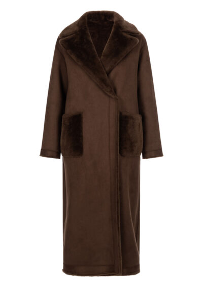 Fake-Fur Wendemantel "Shao" - Dunkelbraun – Bild 2