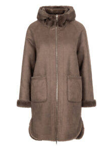 Fake-Fur Wendemantel "Mink" - Taupe – Bild 2