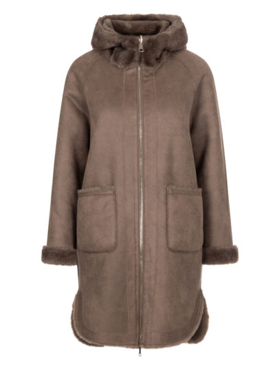 Fake-Fur Wendemantel "Mink" - Taupe – Bild 2