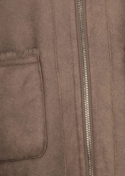 Fake-Fur Wendemantel "Mink" - Taupe – Bild 4