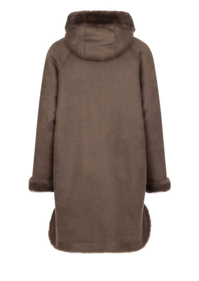 Fake-Fur Wendemantel "Mink" - Taupe – Bild 3