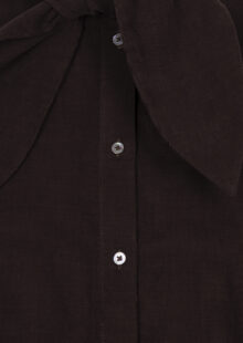 Cordsamt-Bluse mit XXL-Kragen - Dunkelbraun – Bild 3