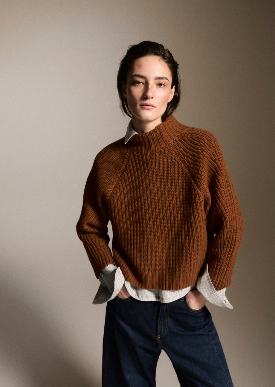39404_0148-model Pullover "Lona crop" aus Kaschmir-Mix - Braun – Bild 1