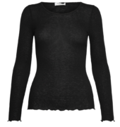 Feines Langarmshirt aus Wollmix - Schwarz