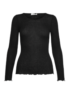 Feines Langarmshirt aus Wollmix - Schwarz