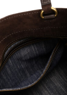 Große Veloursleder-Tasche „Miranda“ – Mokkabraun – Bild 4