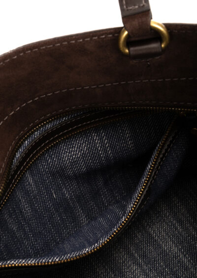 Große Veloursleder-Tasche „Miranda“ – Mokkabraun – Bild 4