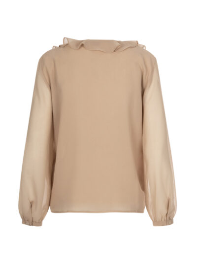 Bluse mit Volants „Lusso“ – Hellbeige – Bild 2