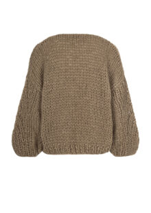 Grobstrickjacke aus einer Alpakamischung – Olive – Bild 2